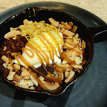 Vegan Chocolate Pudding with Miso Caramel Sauce and a Salted Caramel Ice Cream