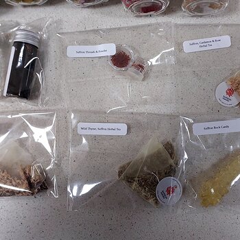 Media 'Various herbal saffron tea bags plus sample sizes saffron threads and saffron powder' in album 'Saffron and More'