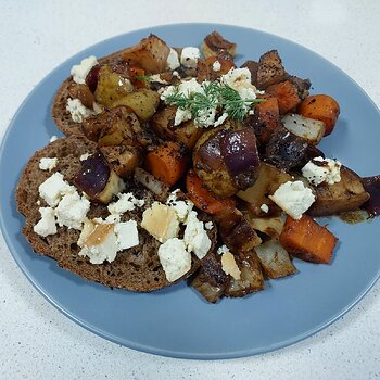 Celeriac, Fennel and Carrot Roast with a Ginger, Tamarind and Orange Dressing