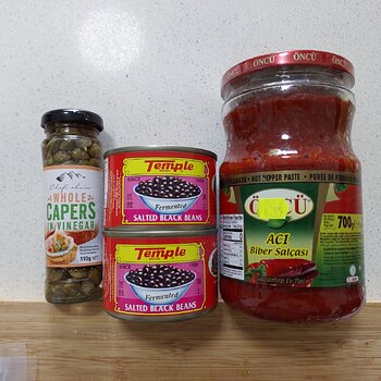 Capers, fermented black beans & a Turkish spicy tomato paste