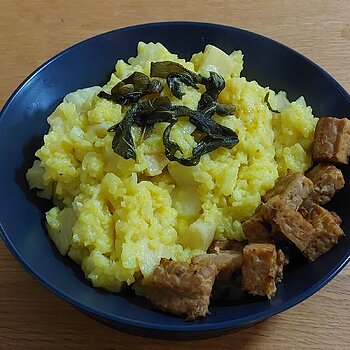 Celeriac & Saffron Risotto with Sage, Caper and Lemon Oil