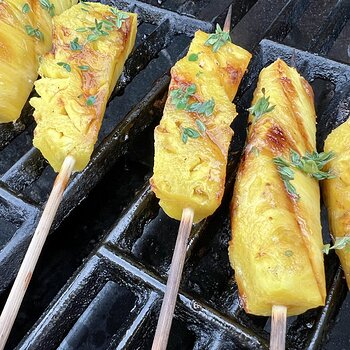 Grilled Pineapple Skewers with Honey-Thyme Glaze