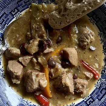 Pork Stew with Anchovies and Peppers