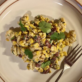 Mexican elote corn pasta salad