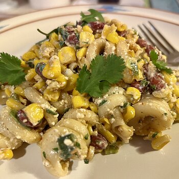 Mexican elote corn pasta salad