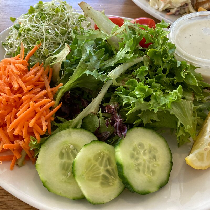 Garden salad with papaya salad dressing