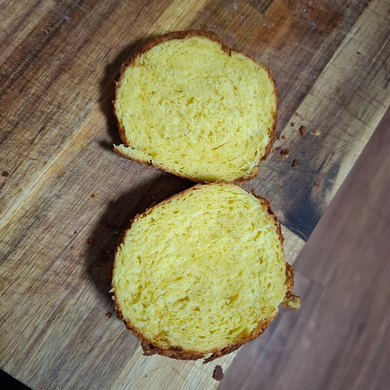 Dairy Free Brioche Rolls sliced open