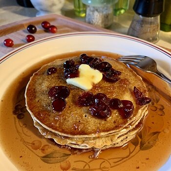 Buttermilk Pancakes With Cranberry Syrup