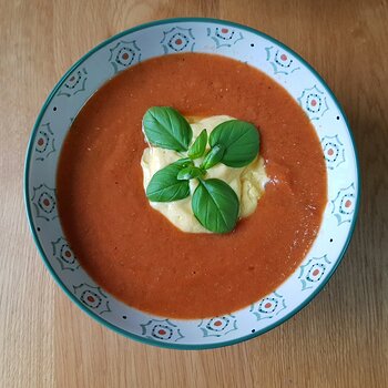 Fresh Tomato Soup with Sweetcorn Sauce