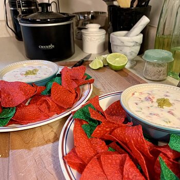 Holiday Tortilla Chips And Queso Dip
