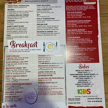 Slim's Menu 1