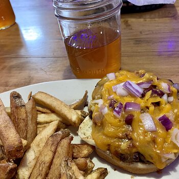 Chili Burger And Fries