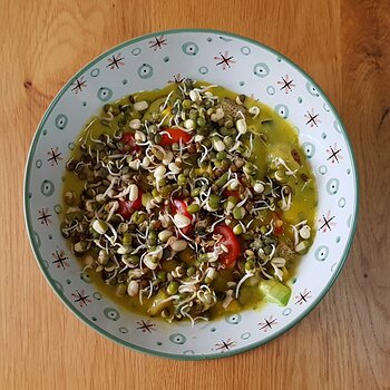 Courgette and Sweetcorn Soup with extras