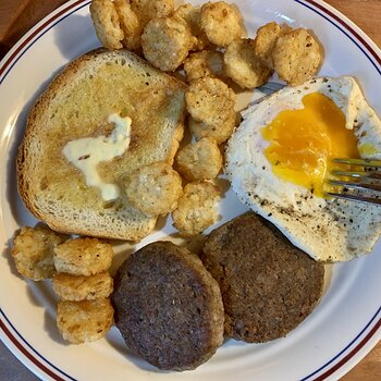 Egg, Sausage, Potatoes, And Toast