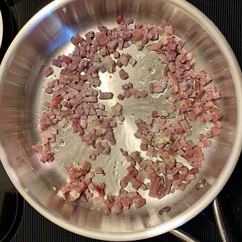 Frying the pancetta