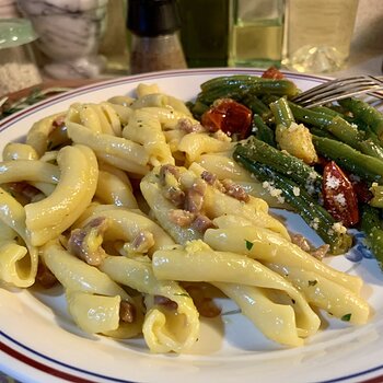 Pasta Carbonara & Italian Green Beans