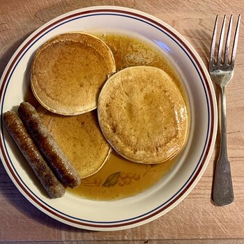 Reheated Pancakes And Sausages