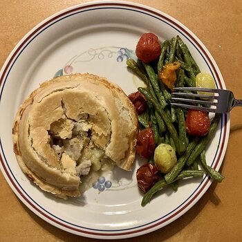 Pork-Apple Pie, Roasted Green Beans And Tomatoes