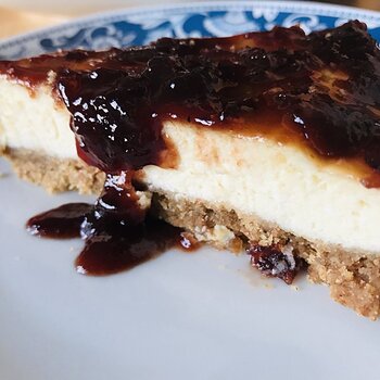 Slice of Baked Ricotta Cheesecake .jpeg