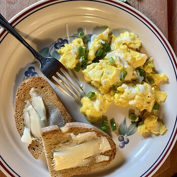 Scrambled Eggs Topped With Creme Fraiche