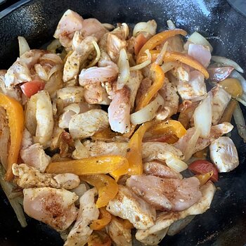 Chicken, Onions, Peppers, And Tomatoes