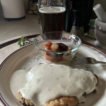 Chicken-Fried Steak And Sautéed Rainbow Carrots