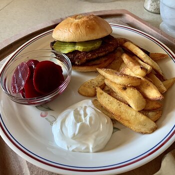 Pork Tenderloin Sandwich, Steak Fries, And Beets