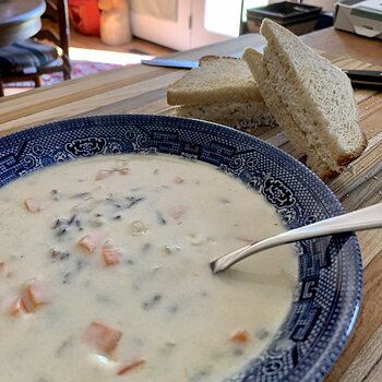 Wild Rice Soup And Chicken Salad Sandwich