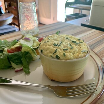 Corn Soufflé And Salad