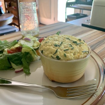 Corn Soufflé And Salad