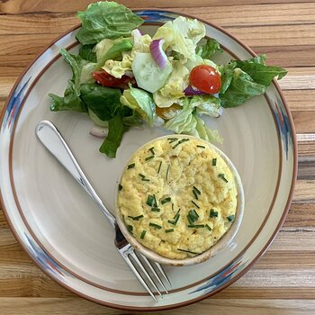 Corn Soufflé And Salad