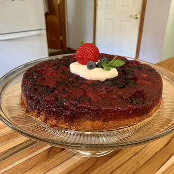 Triple-Berry Upside-Down Cornbread