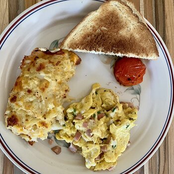 Eggs, Potatoes, Tomato, And Toast