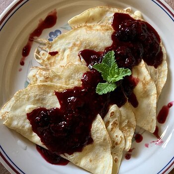 Sweet Crepes Filled With Creme Fraiche