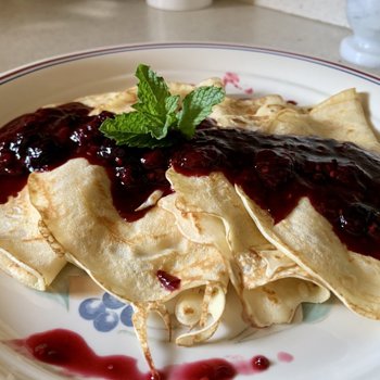 Sweet Crepes Filled With Creme Fraiche
