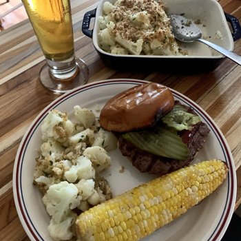BBQ Burger, Corn, And Cauliflower