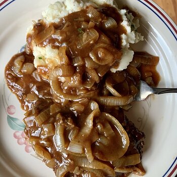 Cube Steak And Mash W/ Onion Gravy