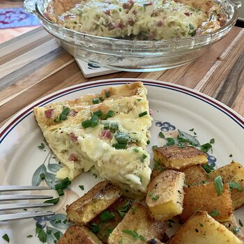 Ham And Cheese Impossible Pie And Fried Potatoes