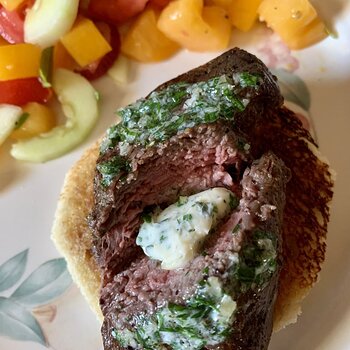 Tenderloin Steaks With Tomato-Cucumber Salad