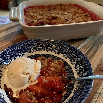 Peach-Plum Crumble W/ Peach Ice Cream