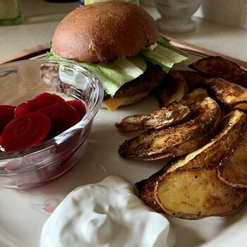 Burger, Fries, And Beets