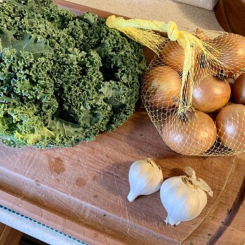 Onions, Garlic, & Kale