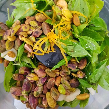 Into the food processor bowl