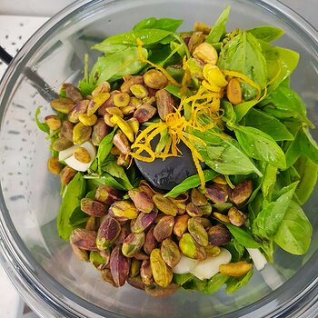 Into the food processor bowl