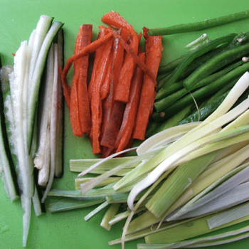 Julienne Cut Vegetables - Leek, Carrot, Anaheim Pepper and Cucumber