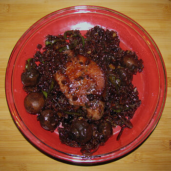 Pork Chop and Red Rice with Currant Red Wine Sauce