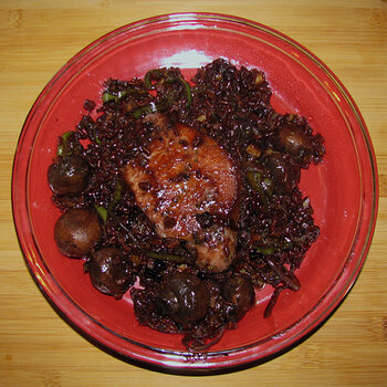 Pork Chop and Red Rice with Currant Red Wine Sauce