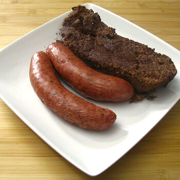 Bratwurst and German Dark Rye Bread