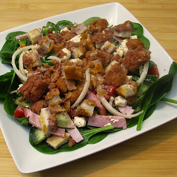 Breaded Chicken Spinach Salad