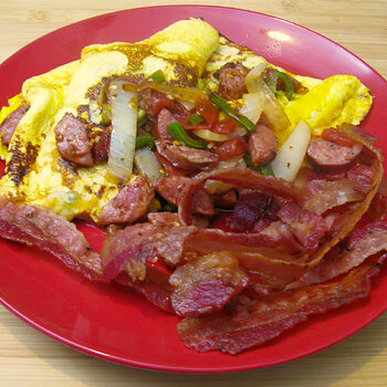 Bratwurst Omelette with Bacon